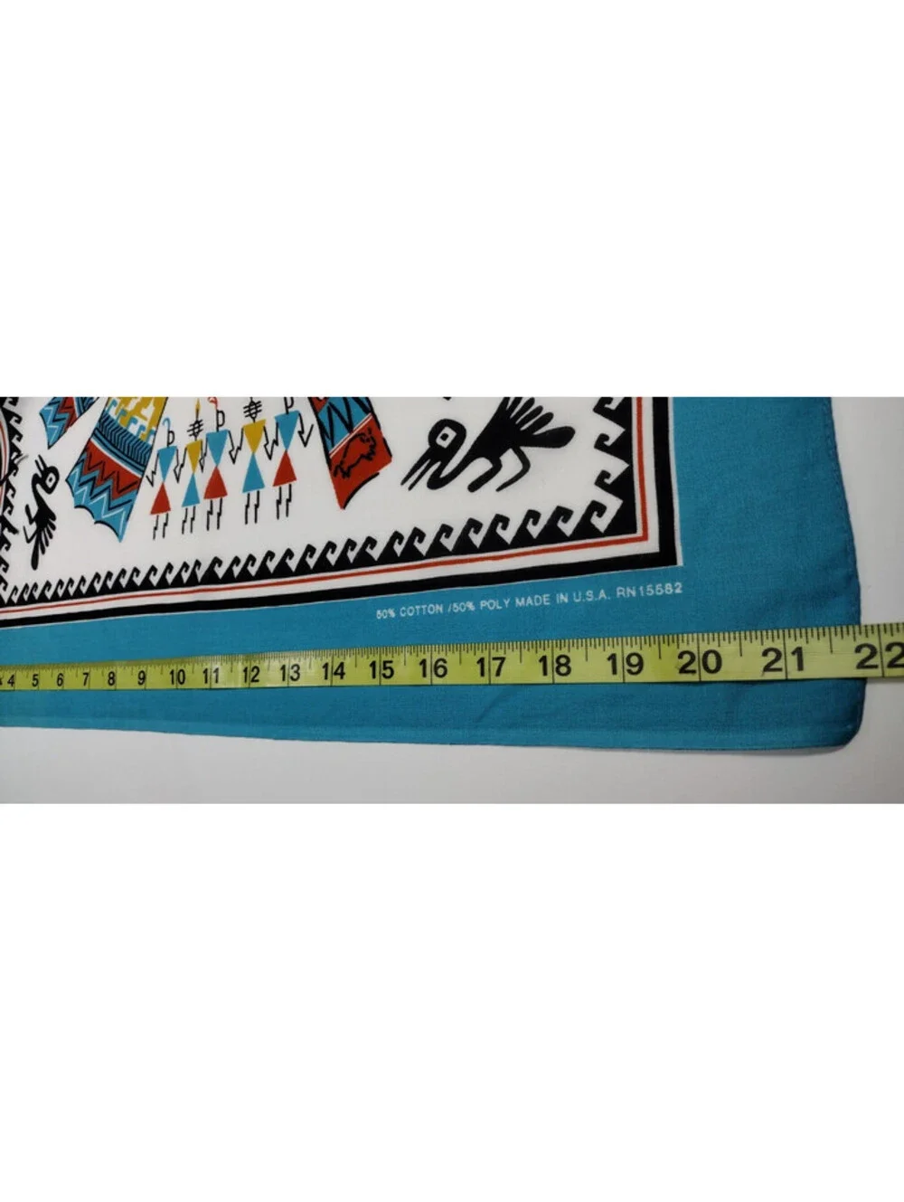 Vintage Fringe Tepee Scarf Bandana L' Unique By Beads Southwest Bandanna RN15582